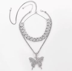 Butterfly Rhinestone Choker Set