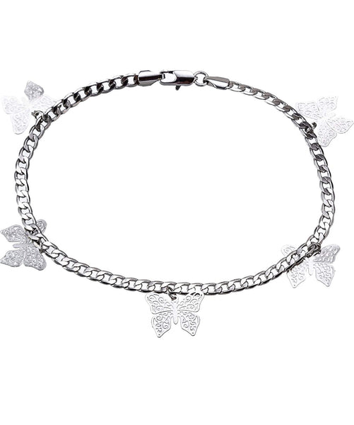 Silver Butterfly Anklet